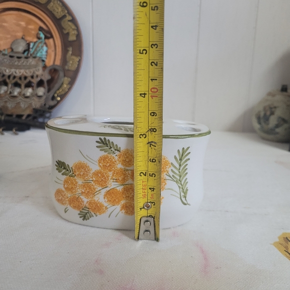 Vintage Italian Pottery Toothbrush Holder Bathroom Accessories Hand Painted - Picture 8 of 10